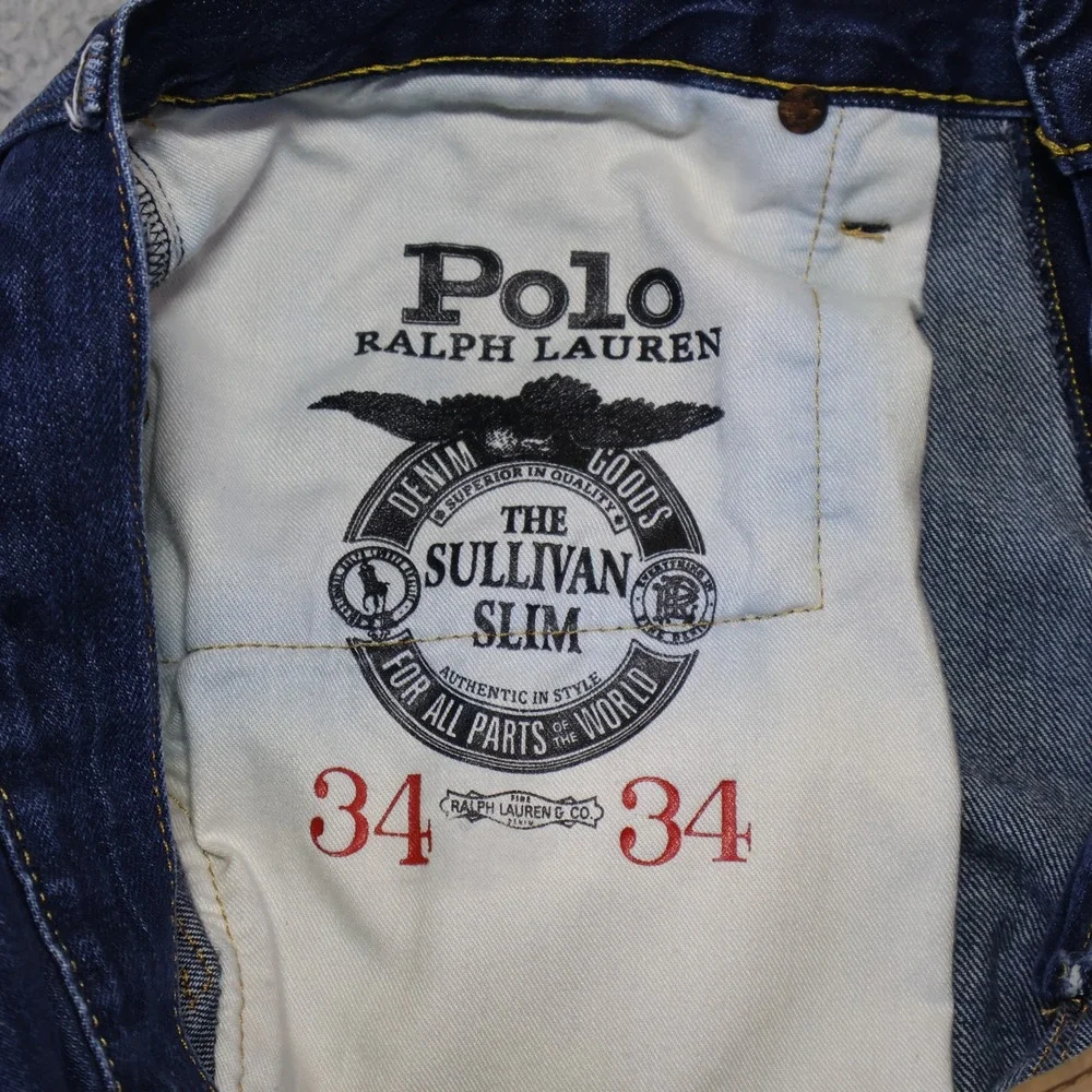 Polo Ralph Lauren Sullivan Slim Jeans Mens 34x34 Dark Wash Indigo‎ Denim Pants